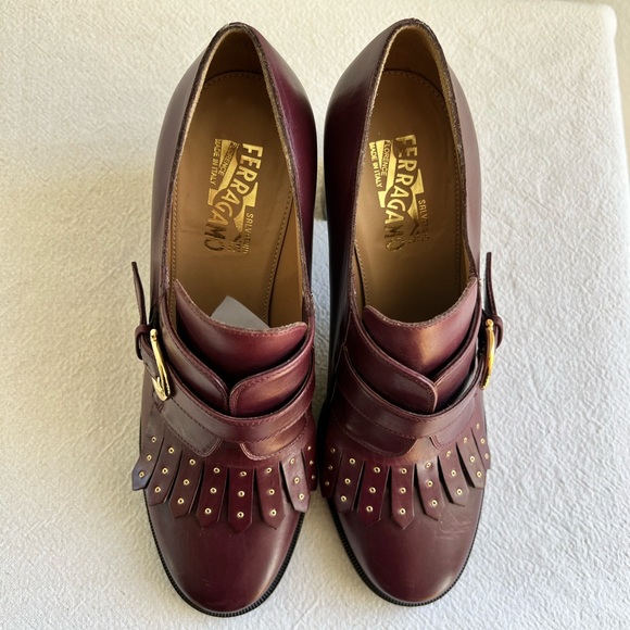 Salvatore Ferragamo burgandy leather heels size 8.5 - Picture 8 of 8